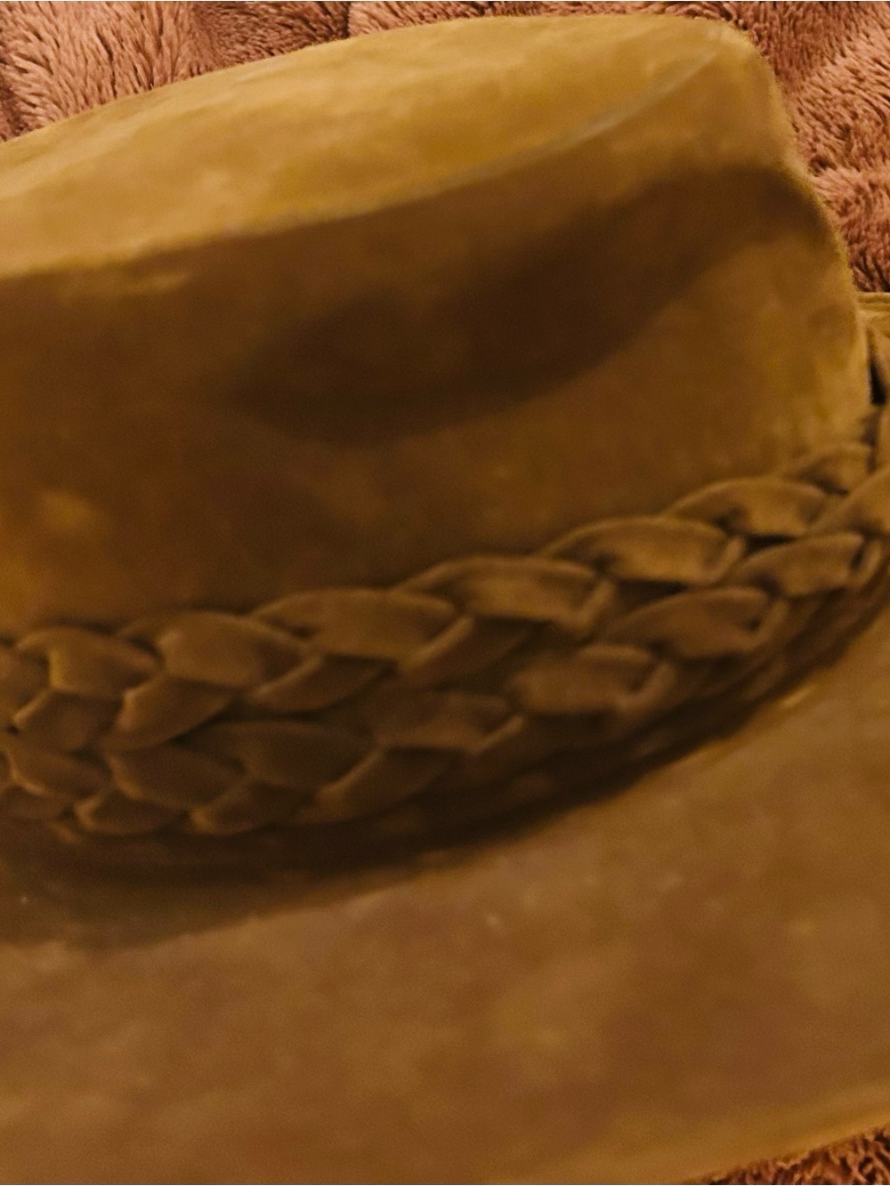 Anthropologie Olive Braided-Trim Suede Fedora